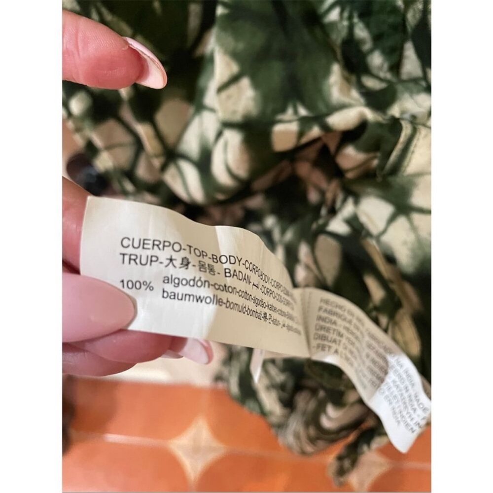 ZARA WOMAN PRINTED TUNIC DRESS GREEN ECRU size XL - Picture 7 of 7